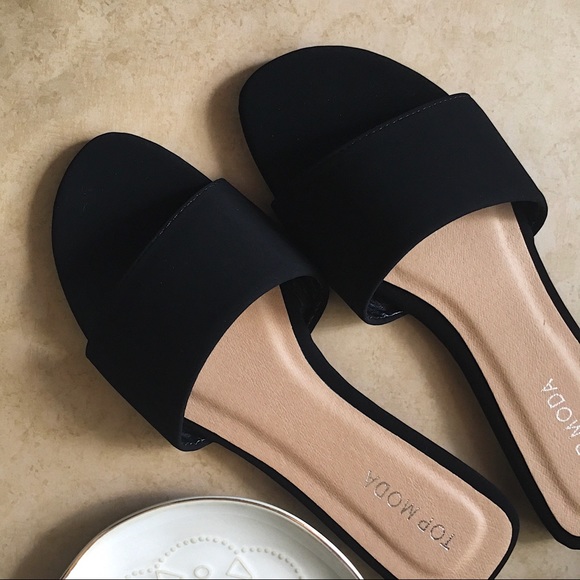 8. Black Slip On Sandals | Various sizes - Picture 5 of 5